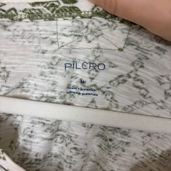 Anthropologie Pilcro Women's Tee Size M Oversized Ruched Henley Green Cotton - Picture 7 of 10